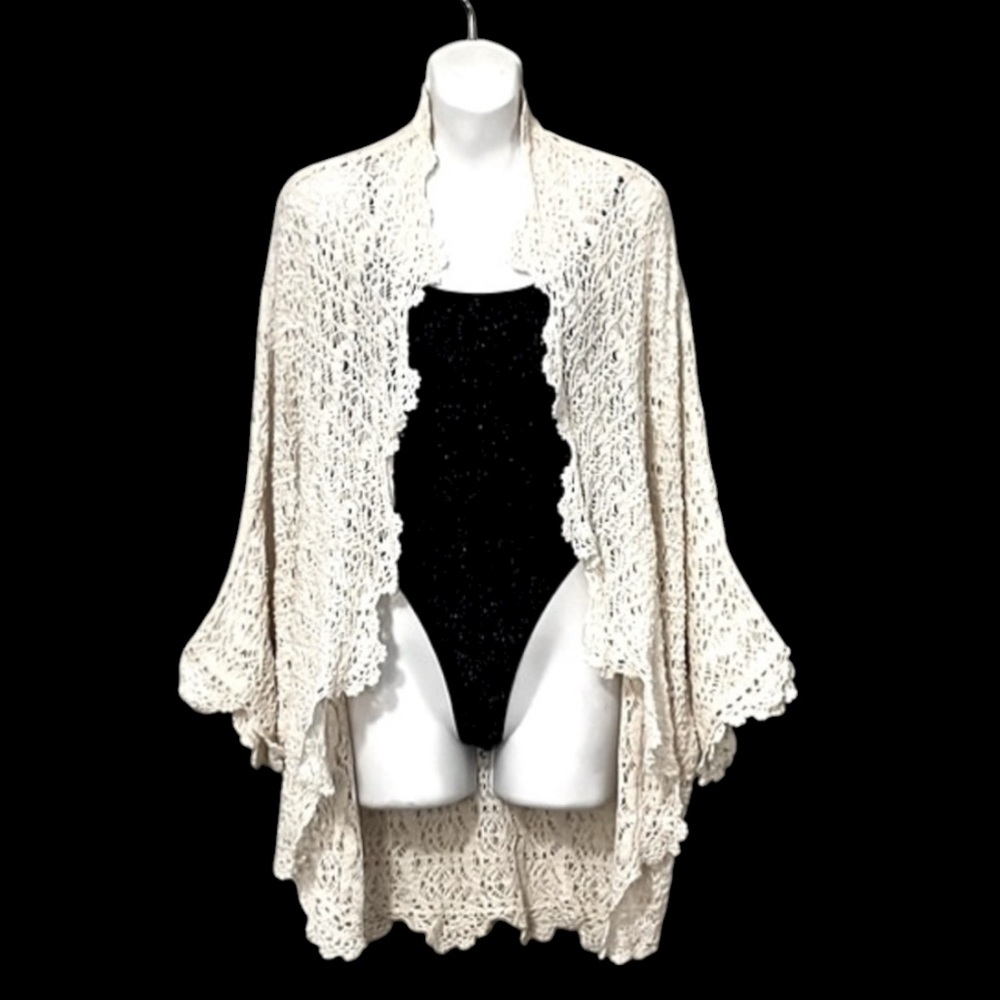Victoria Secret Women’s Crochet Boho Cardigan Sweater Beach Pool Swim Coverup M